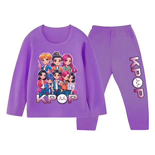 Demon Hunter KPOP ชุดนอนสําหรับเด็กผู้หญิงแขนยาว/ชุดนอนเด็กผู้หญิง 2068