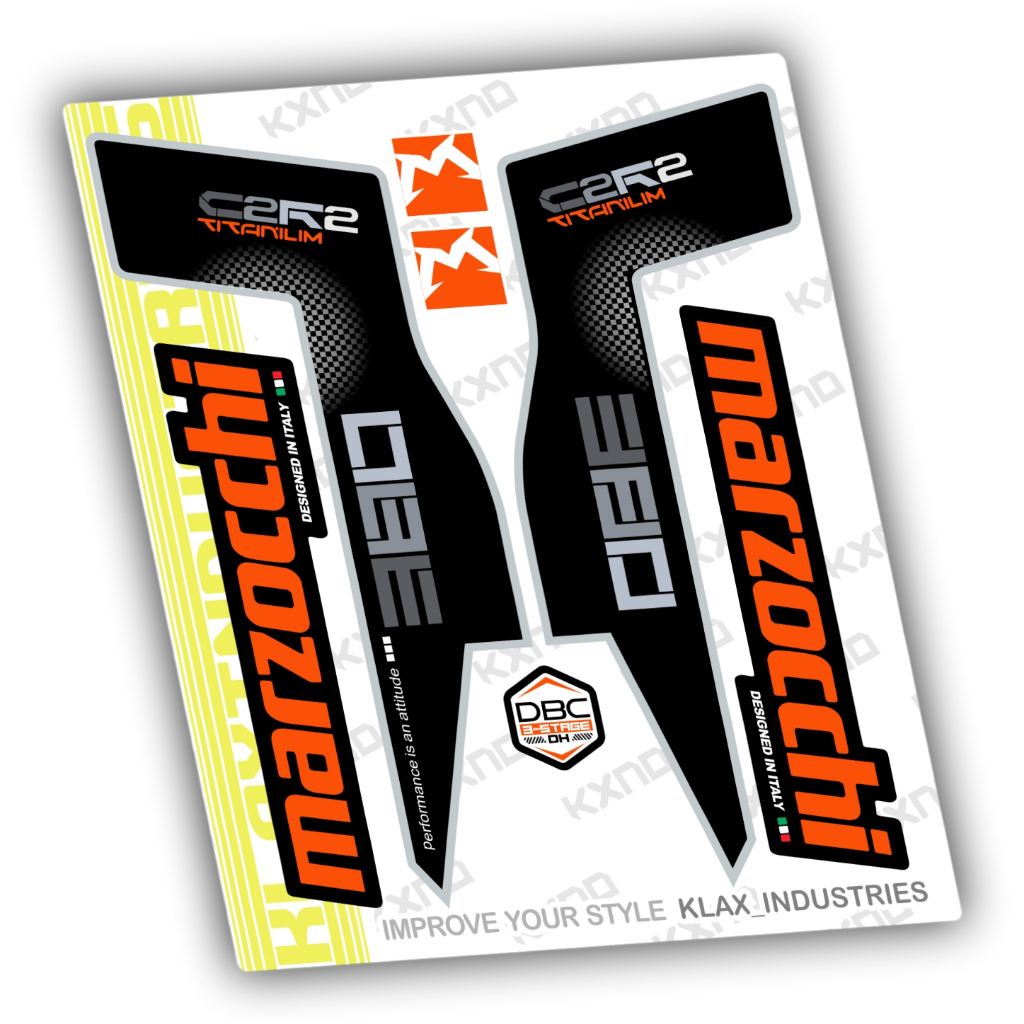 สติ๊กเกอร์ติดจักรยาน Decal Fork Marzocchi 380 C2R2 Titanium Klax Industrial