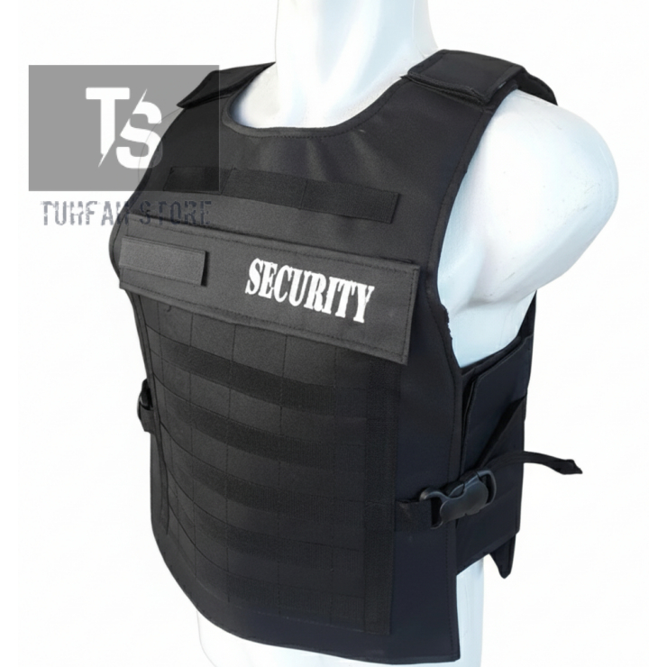 THICK BLACK SECURITY VEST TACTICAL BODY VEST
