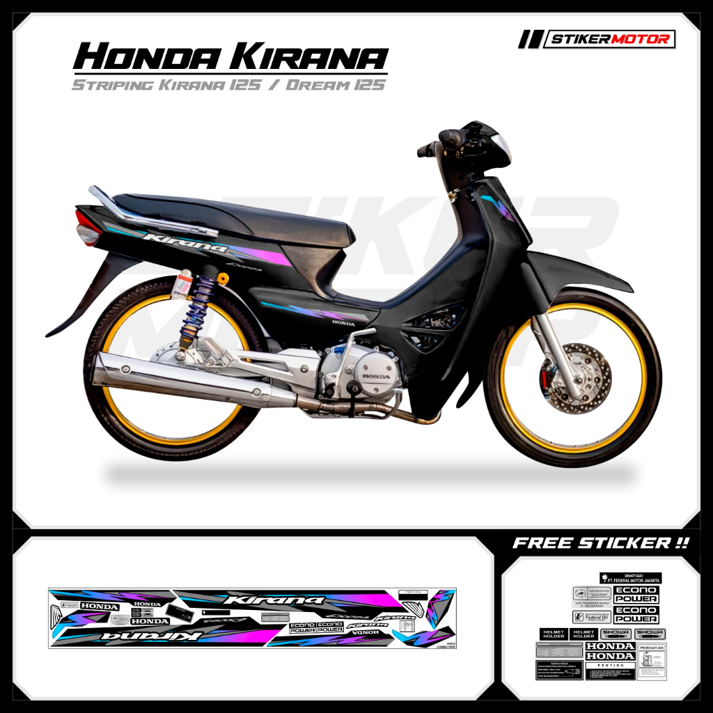 KIR32 Striping สติกเกอร์ Honda Kirana 125 Honda Dream 125 Motohai Variations Striker สติกเกอร์ Strip