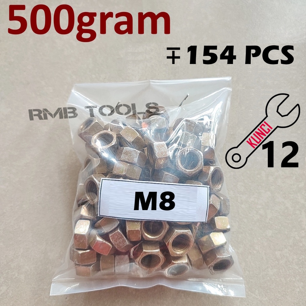 น็อตหกเหลี่ยมสีเหลือง m8xK12x1.25 คีย์ 12 pitch 1.25 m8 MHK08