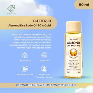 Almond Oil BUTTERED Almond Dry Body Oil with 60% Cold Pressed Sweet Almond Oil | Melembabkan Kulit