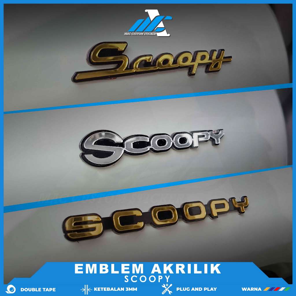 ตราสัญลักษณ์สกู๊ปปี้อะคริลิค 3D / นูน 3D Honda Scoopy Logo Emblem วัสดุอะคริลิค / E-Scoopy