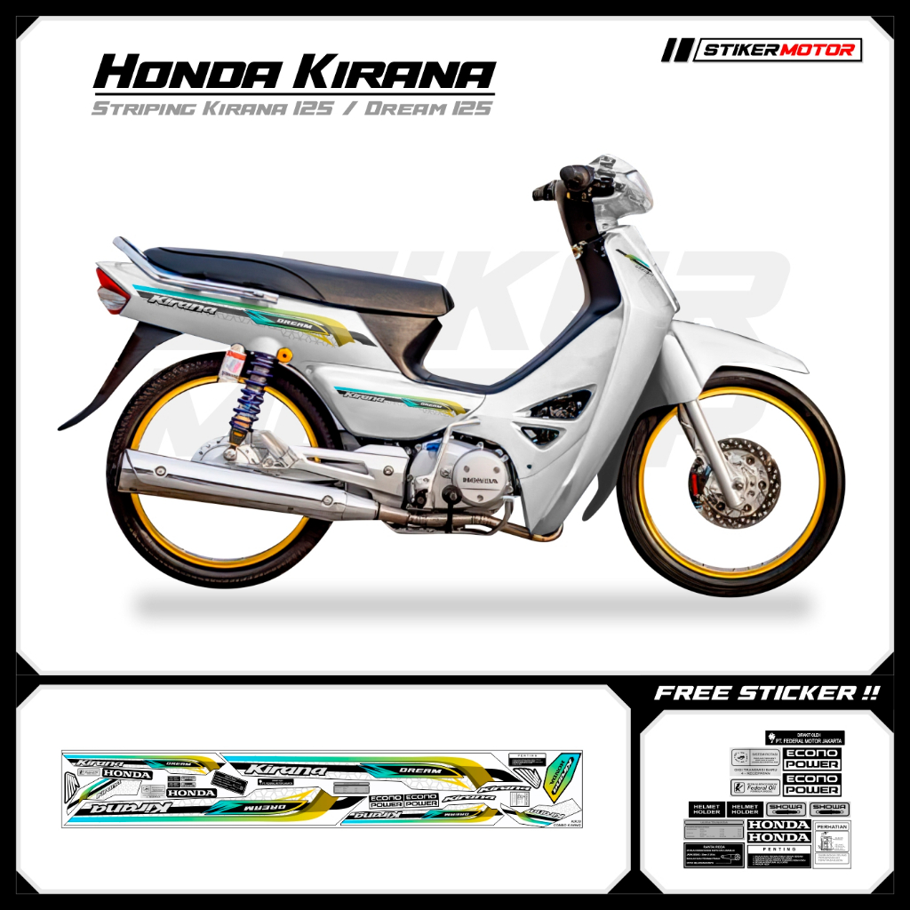 KIR39 Striping สติกเกอร์ Honda Kirana 125 Honda Dream 125 Motohai Variations Striker สติกเกอร์ Strip