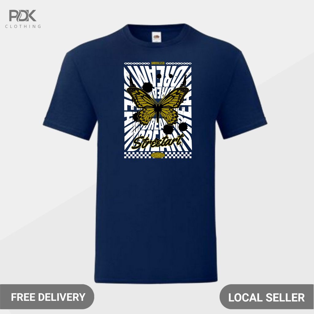 เสื้อยืดผู้ชาย Animalized Butterfly Urban Neon Drift Street Art เสื้อ