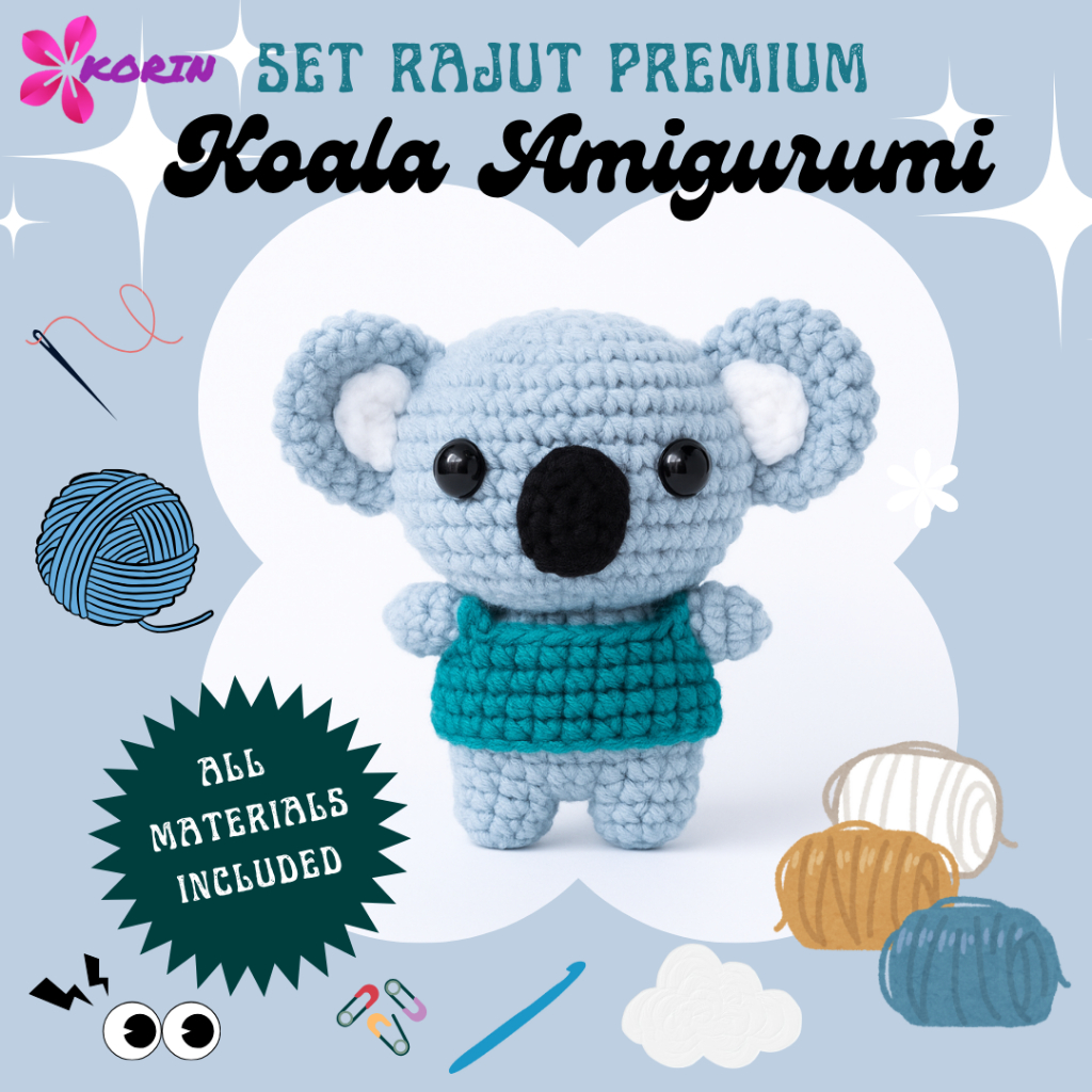 PREMIUM KOALA KNITTING SET / DIY CROCHET AMIGURUMI KOALA (ฟรี PATTERN)