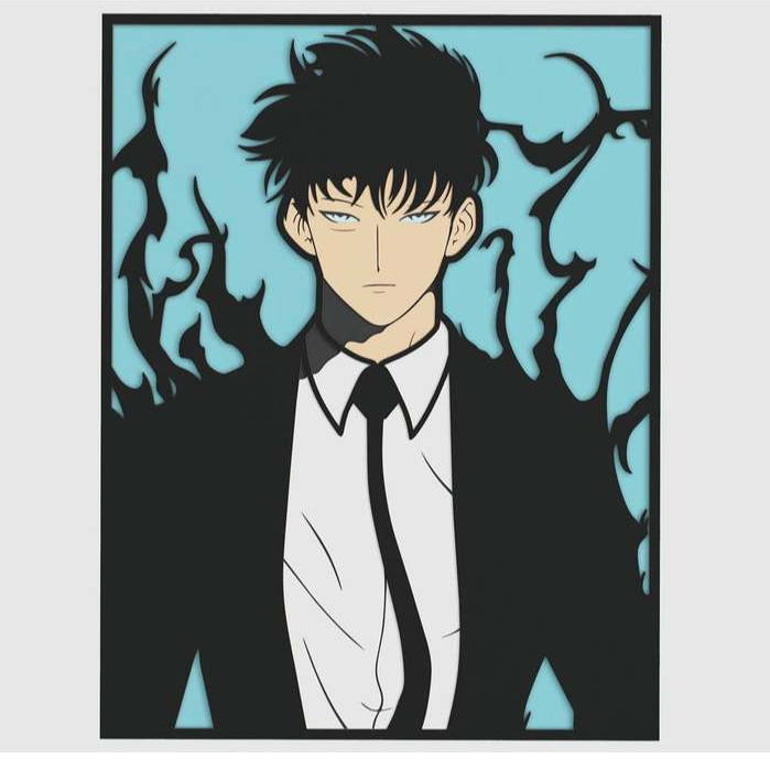 โปสเตอร์ Sung Jinwoo แบบปรับระดับ 3 มิติ