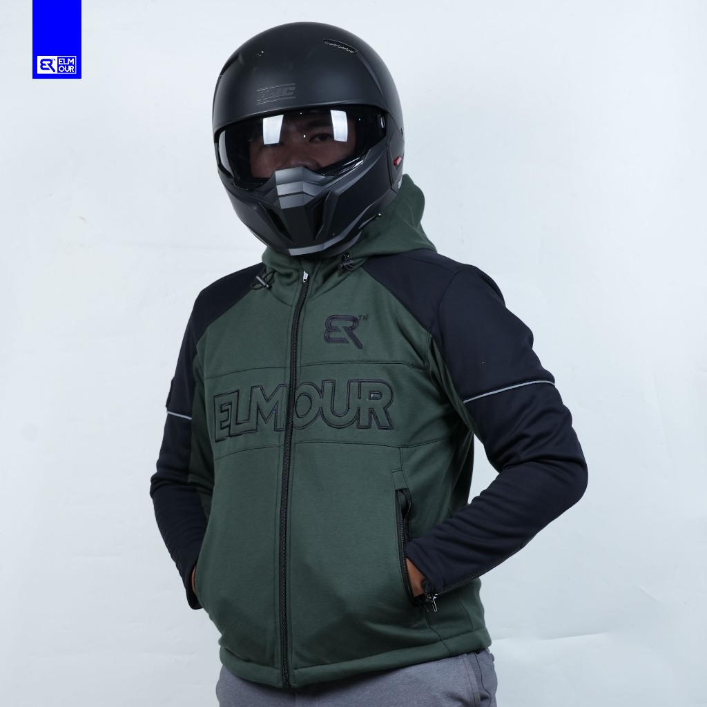 เสื้อแจ็คเก็ตเสื้อฮู้ดสําหรับขี่มอเตอร์ไซค์ Elmour MotoTech Softshell กันลมหนาอบอุ่น