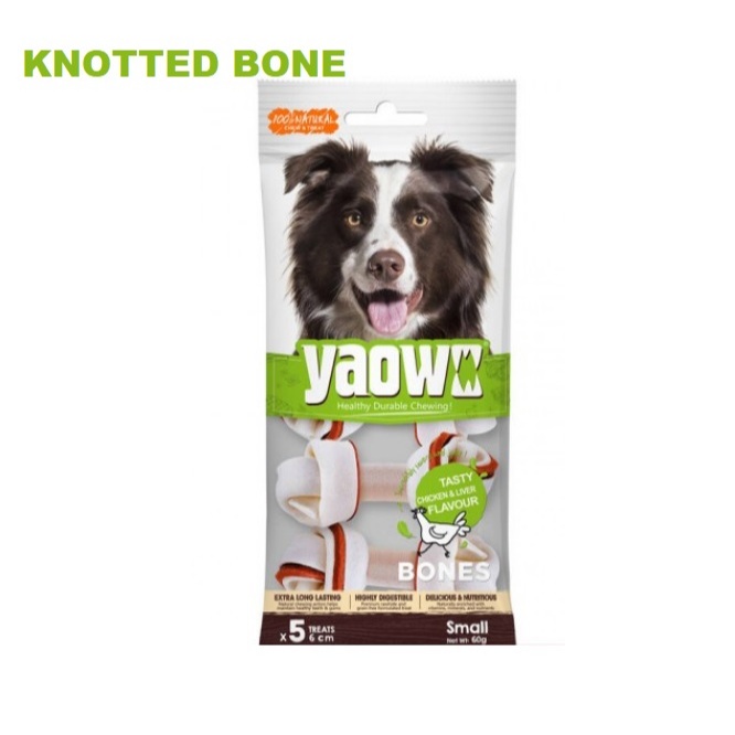 Gnawlers Yawo KNOTTED BONE 4pcs 60gr 2.5" ขนมสุนัข / ขนมสุนัข 60 Gr