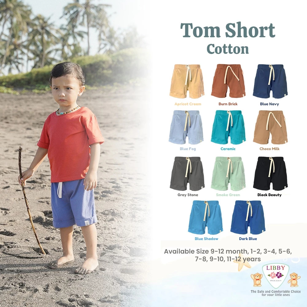 KATUN LIBBY Earth กางเกงขาสั้นผ้าฝ้ายธรรมดาสําหรับทารกและเด็กทอมสั้นผ้าฝ้ายเด็กชายอายุ 9 เดือน - 2 ปี (1 ชิ้น)