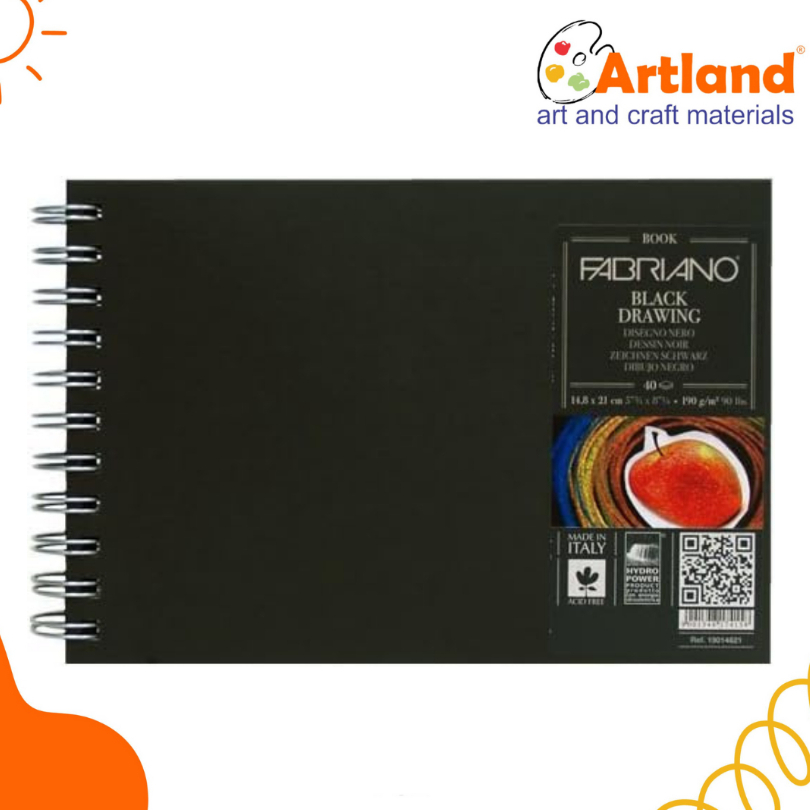 ลูกปัดวาดภาพสีดํา Fabriano 190gsm A4 – สมุดสเก็ตช์กระดาษสีดําระดับพรีเมียม