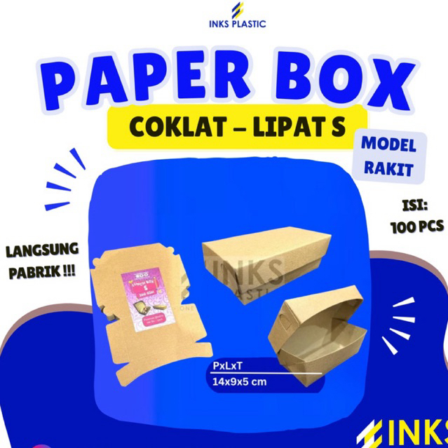 PAPER LUNCH BOX KRAFT BROWN BOX SML PAPER BOX FOLDABLE