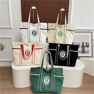 Canvas Tote Bag Premium Lulu Lemon Sports Yoga Pilates Tenis Padel Daily School University Shoulder Multifunction Bag