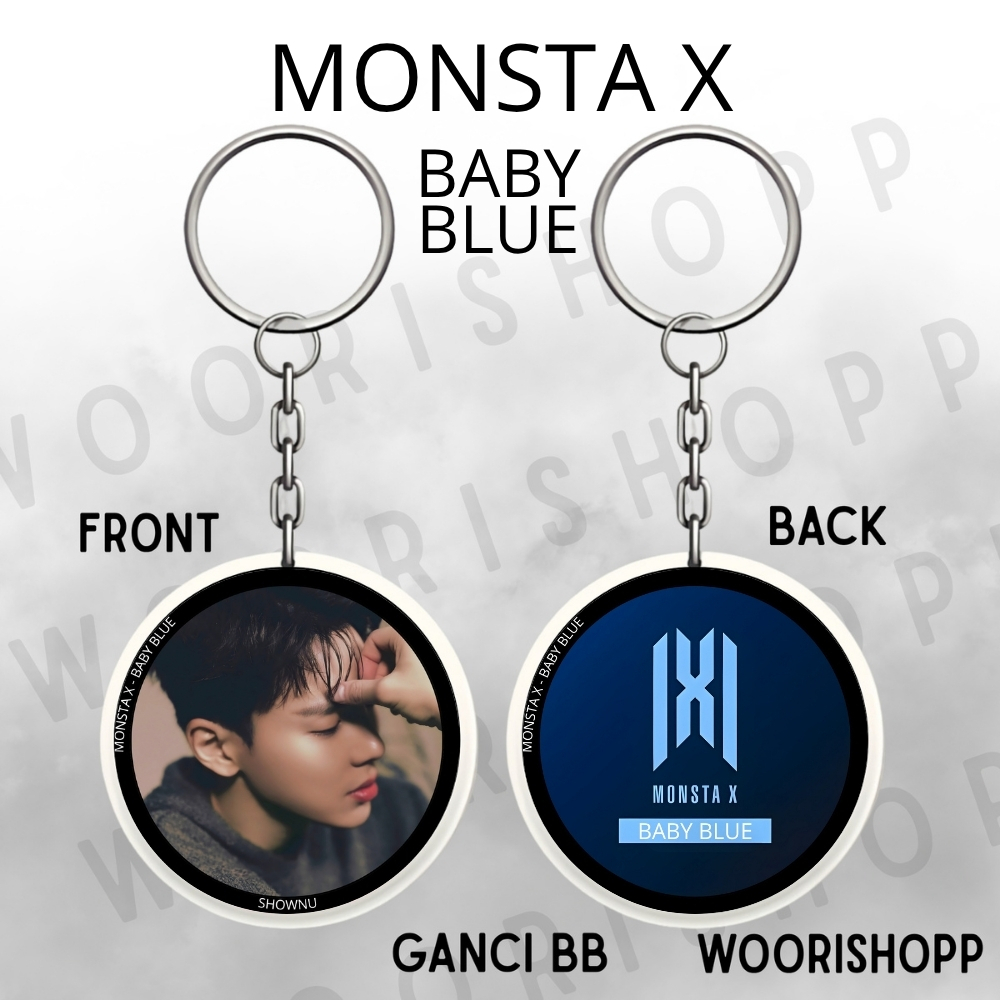GANTUNNE MONSTA X BABY BLUE KEYCHAIN REVERSIBLE KEYCHAIN KPOP UNOFFICIAL HYUNGWON KIHYUN SHOWNU KEYC