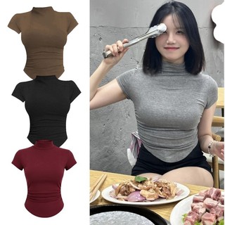 Kaos Atasan Stengah Turtleneck Wanita keren ukuran plus/Kaos slim fit elastis Body Fit Rayon Premium
