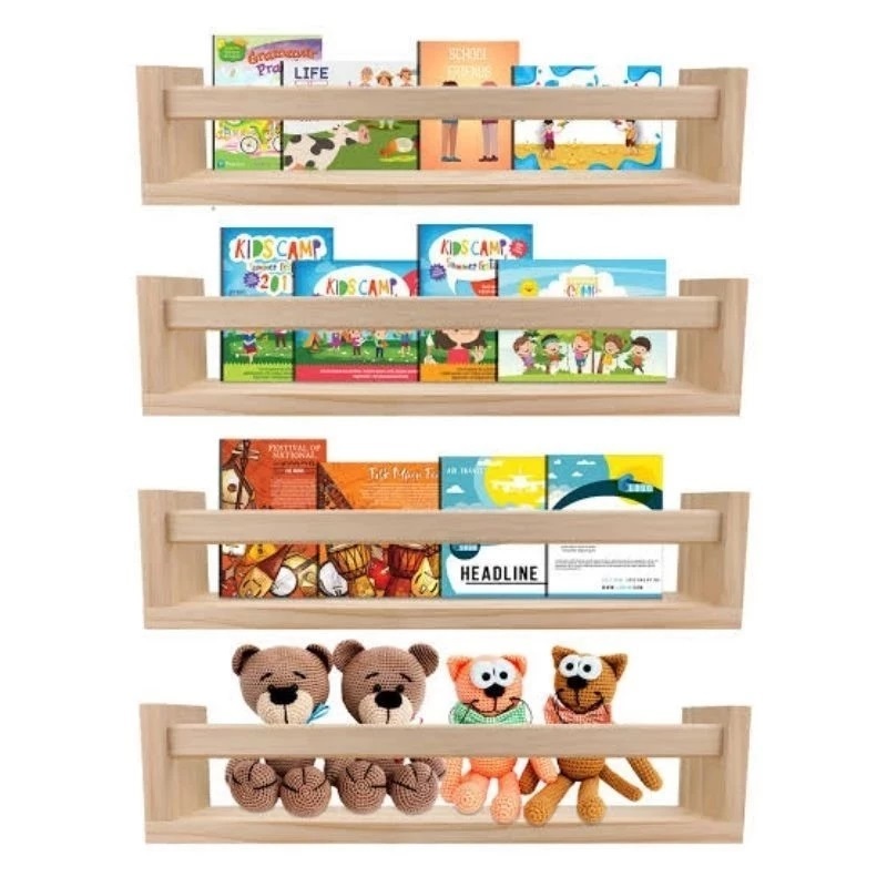 WOODEN WALL BOOKSHELF / CHILDRENS MAGAZINE BOOKSHELF / WOODEN WALL SHELF
