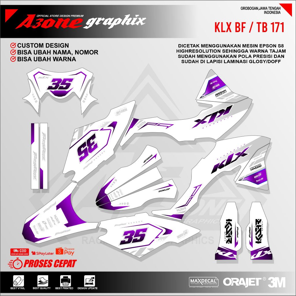 สติ๊กเกอร์รูปลอก KLX BF - สติ๊กเกอร์ kawasaki BF - สติ๊กเกอร์ kawasaki 150L Custom TB171