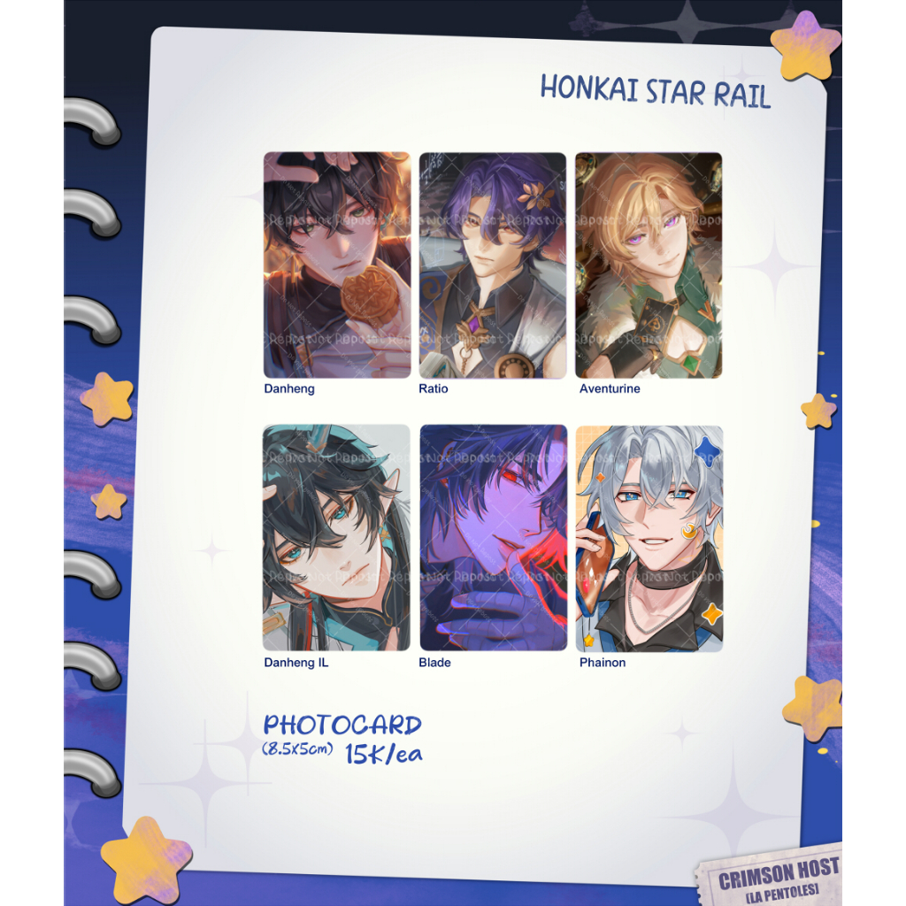 [PRE-ORDER] Photocard รางดาว Honkai HSR danheng aventurine ratio blade phainon