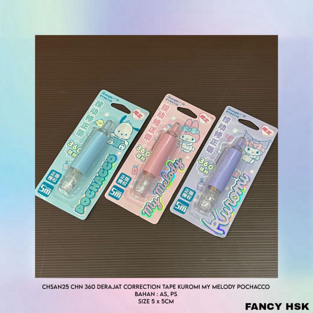 CHN 360 DEGREE CORRECTION TAPE KUROMI MY MELODY POCHACCO CHSAN25