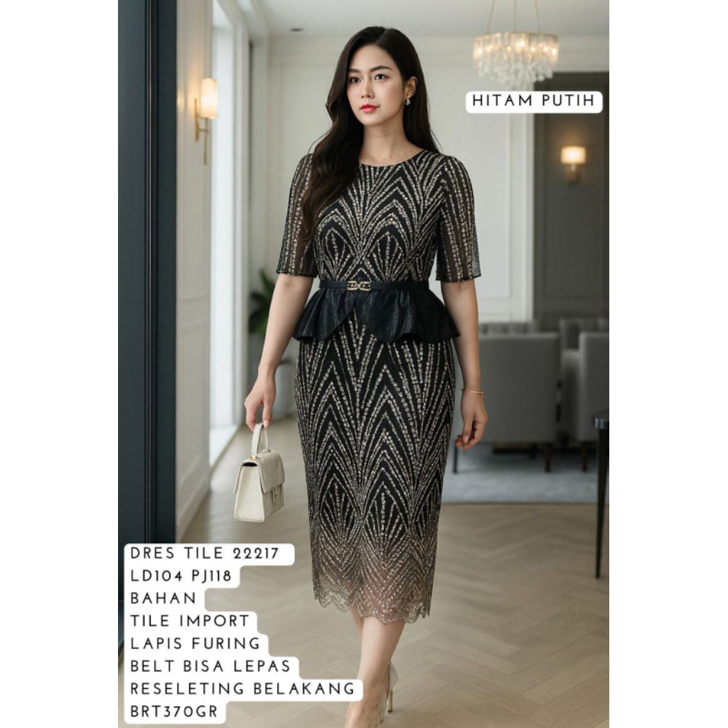 ชุดเดรสผู้หญิง lgn 3p4 ซับในกระเบื้อง 22217