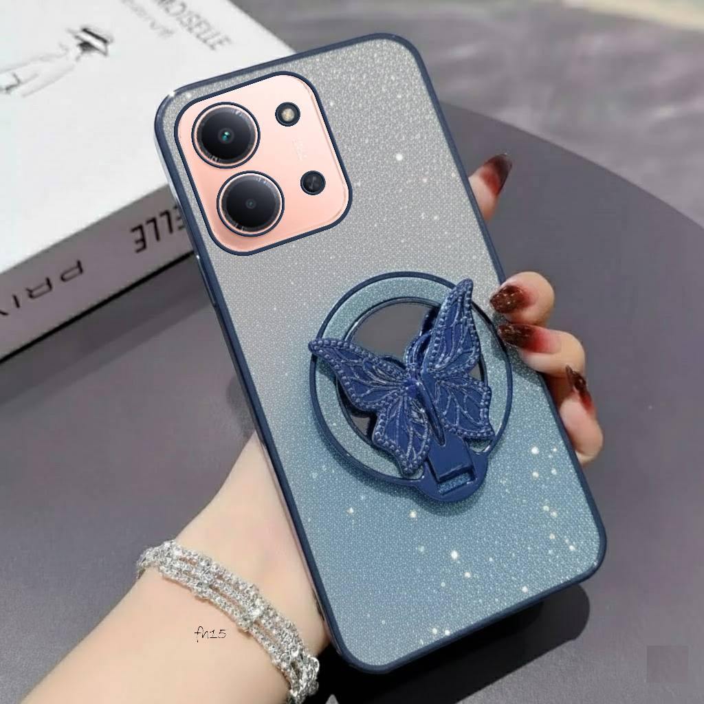 เคสนิ่ม Poco C86 Casing Glitter Blink Ring กระจกผีเสื้อ