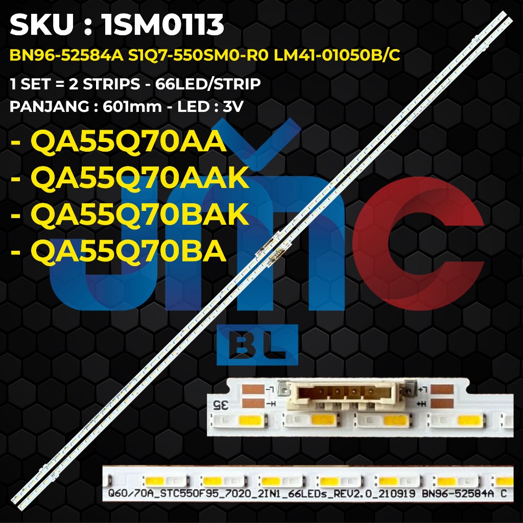 Samsung 55 นิ้ว TV Backlight QA55Q70BAK QA55Q70BA QA55Q70AA QA55Q70AAAK BN96-52584A S1Q7-550SM0-R0 L
