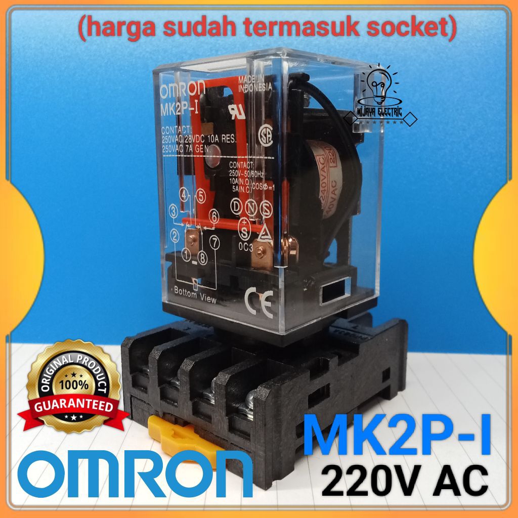 Omron MK2 MK2P MK2P-I 220vac 220v 8 ฟุต 10a รีเลย์รวมซ็อกเก็ต