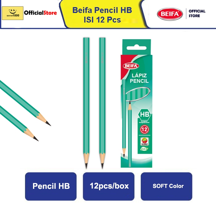 ดินสอ Beifa HB 1 แพ็ค 12 ชิ้น สีเขียว MF3-HB12