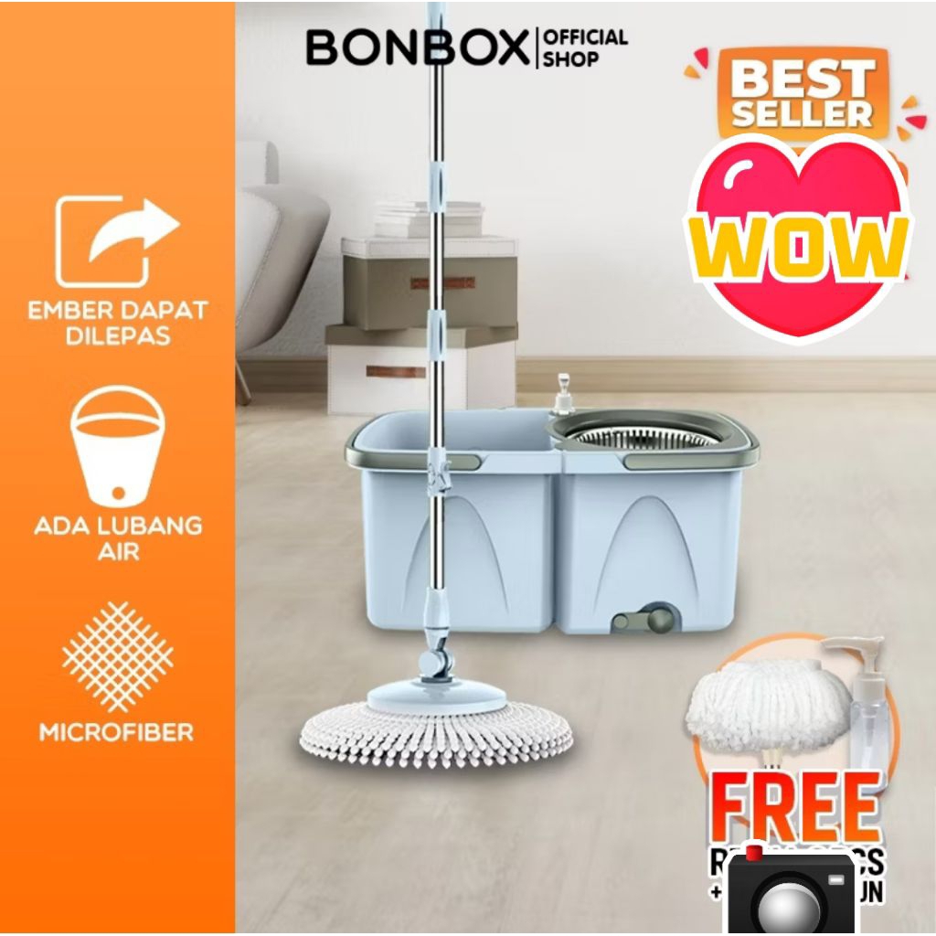 Spin Mop Hand Free Flat Mop Spin Mop โดยไม่ต้อง Wringing ไม้ถูพื้นและถังน้ําแยก