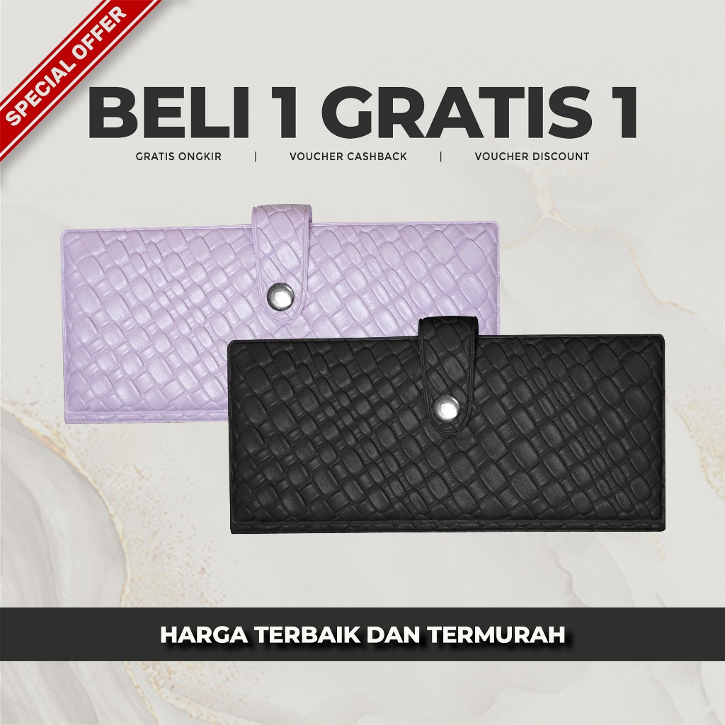 A-ZAHRA 086 BUY 1 GET 2 LONG BUTTON WALLETS สําหรับเสื่อ / LONG FINANCIAL WALLETS สําหรับผู้หญิง / D