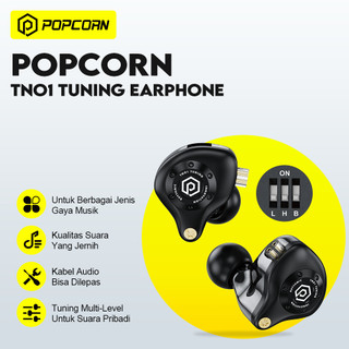 Popcorn TN01 Headphone berkabel  dengan mikrofon internal bass Hi-Fi kontrol volume 3 tingkat Headphone yang bisa dilepas  antarmuka 3,5mm/Tipe-C headphone in-ear headphone gaming headphone streaming langsung