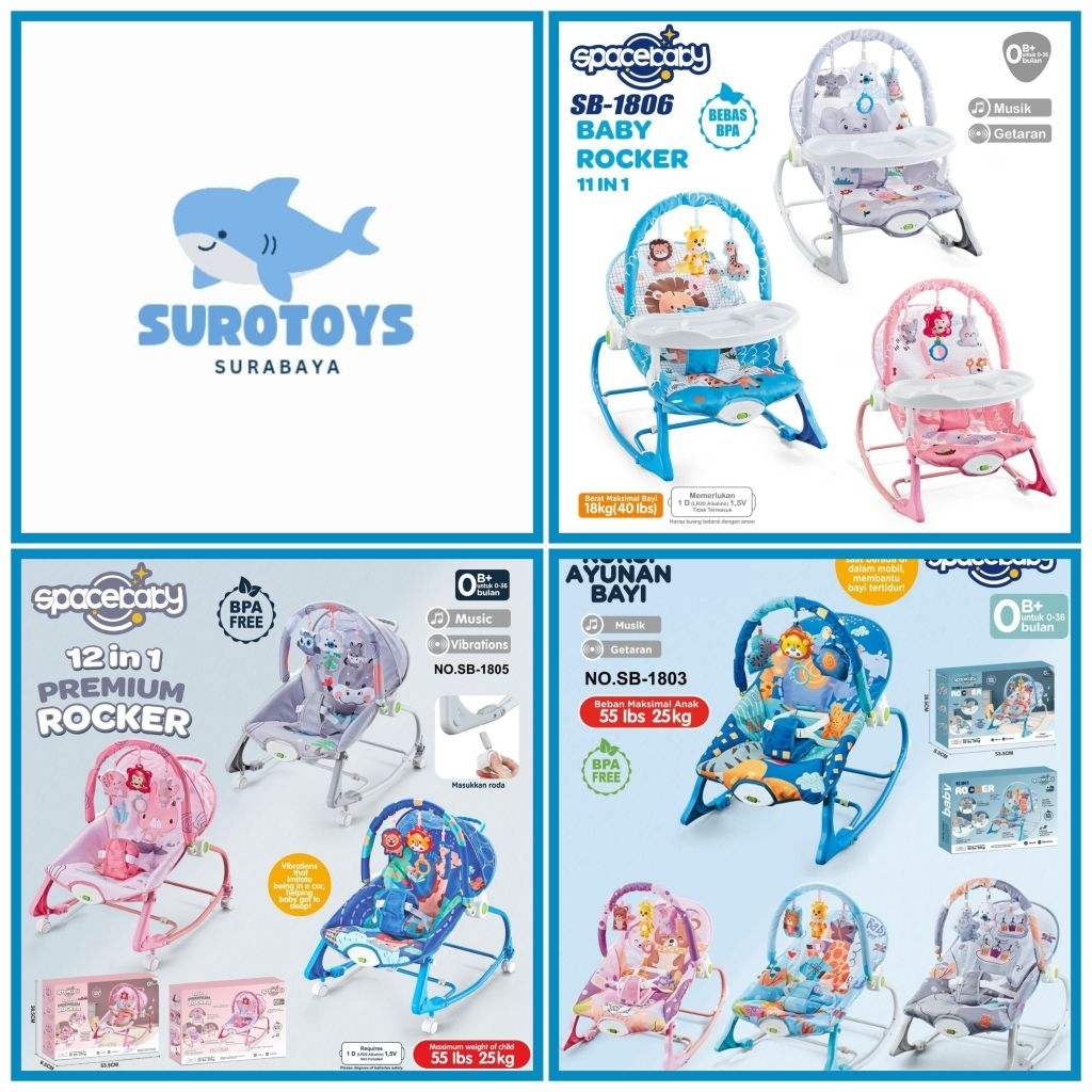 BABY BOUNCER ROCKER BABY SWING SPACEBABY SB-1703/SB1803 10 IN 1/SB1805 12 IN 1/SB1806 11 IN 1