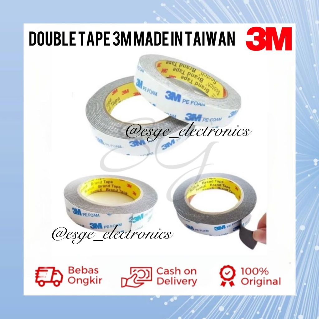 ต้นฉบับเทปคู่ 3M PE FOAM MADE IN TAIWAN BB TAPE FOAM GLUE REVERSIBLE GLUE DOUBLE TAPE 3M สีขาว