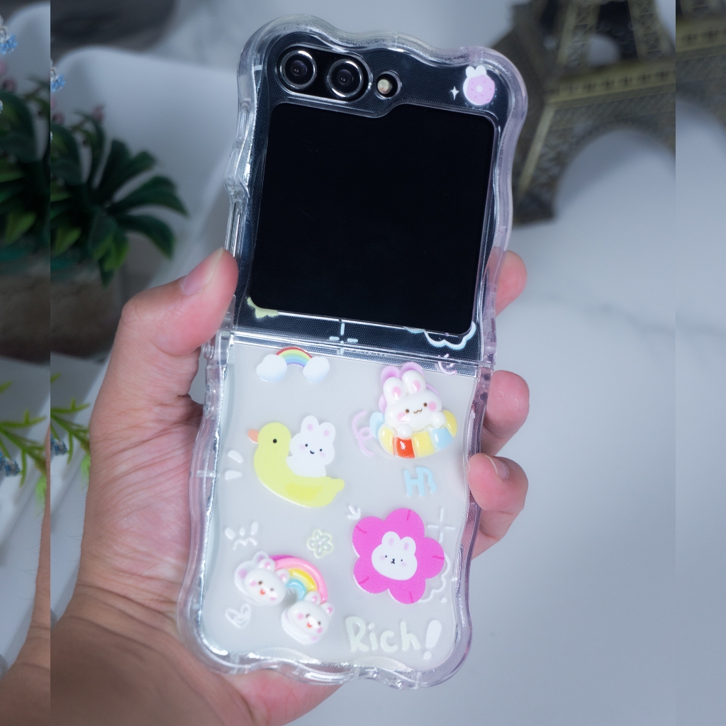 กันกระแทก Samsung Z Flip 3 Z Flip 4 Z Flip 5 Case 3D สไตล์การ์ตูนเกาหลีฝาครอบซิลิโคนบางเฉียบ