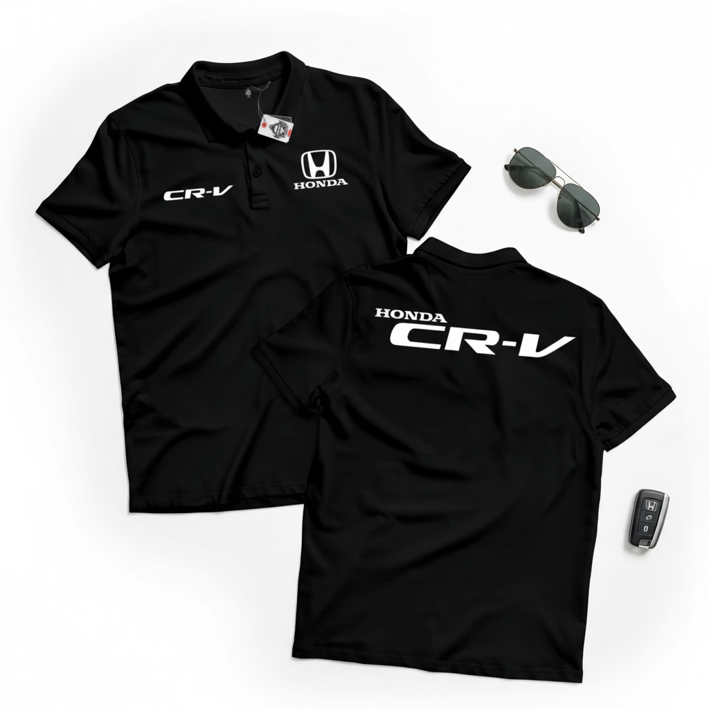 KARIMAKE เสื้อโปโล Unisex Distro Collar T-Shirt with HONDA CRV Logo Car Image