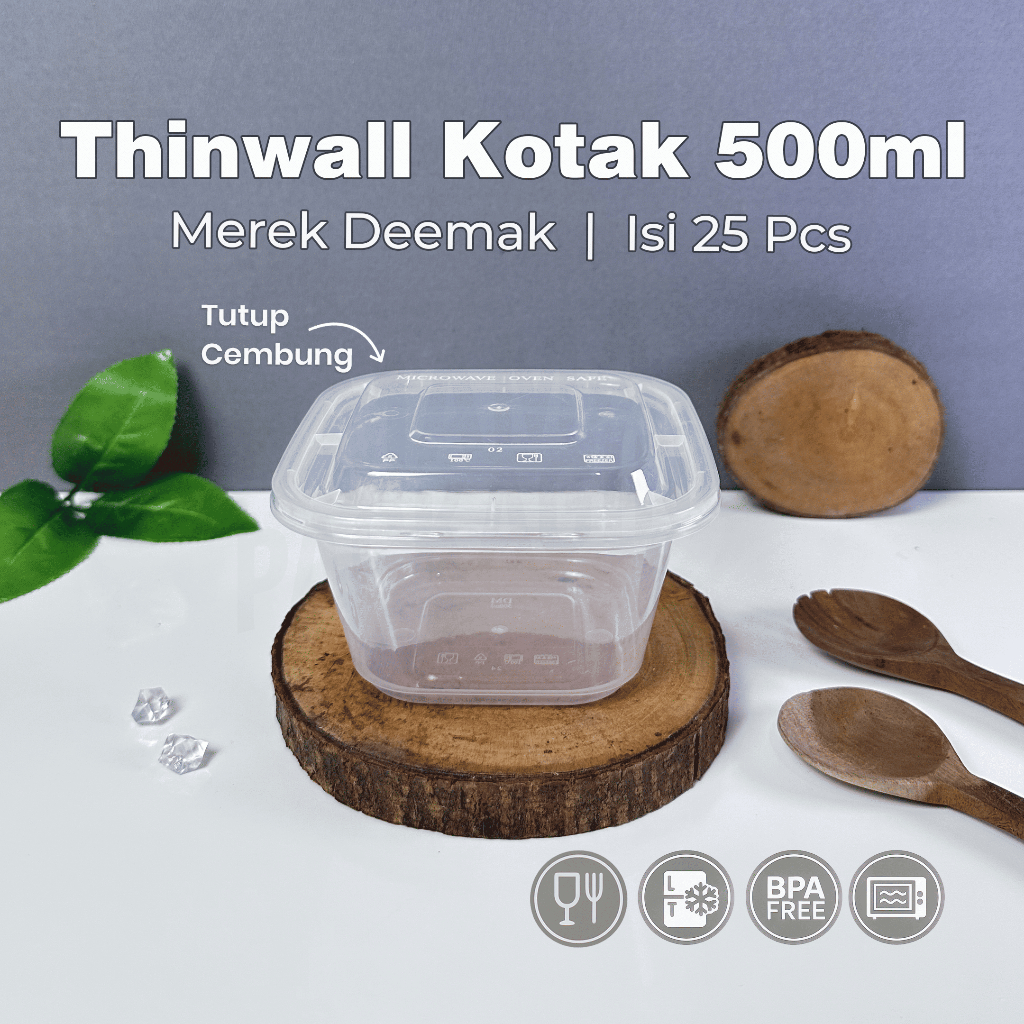 [25 ชิ้น] Thinwall Box DM 500 ml / Shatterproof / DeMak / Square / Plastic Lunch Box / SQ