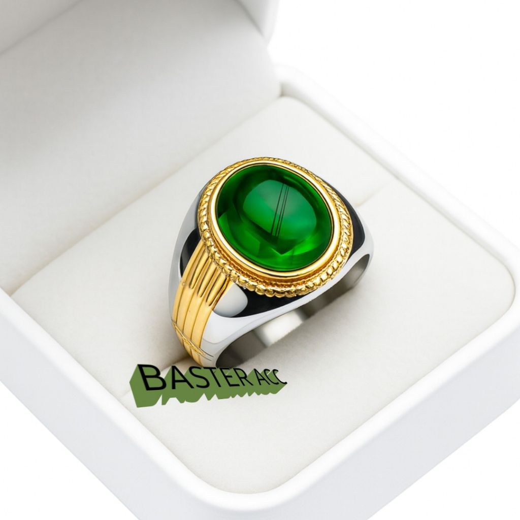 GREEN AQUAMARINE STONE RING CUTTING BOTTOM พร้อมใช้