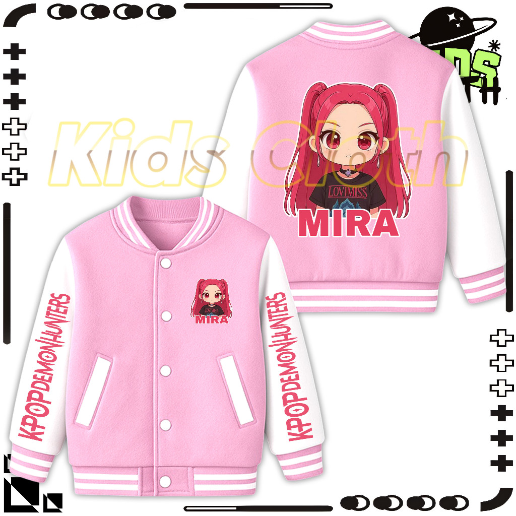 Mira Kpop Demon Hunter เสื้อแจ็คเก็ตเด็ก / Kpop Demon Hunter Mira Kids Varsity Jacket