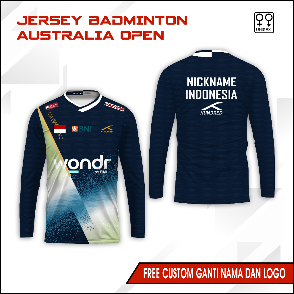 Australia Open 2025 Badminton Jersey เสื้อกีฬาแบดมินตันแขนยาว