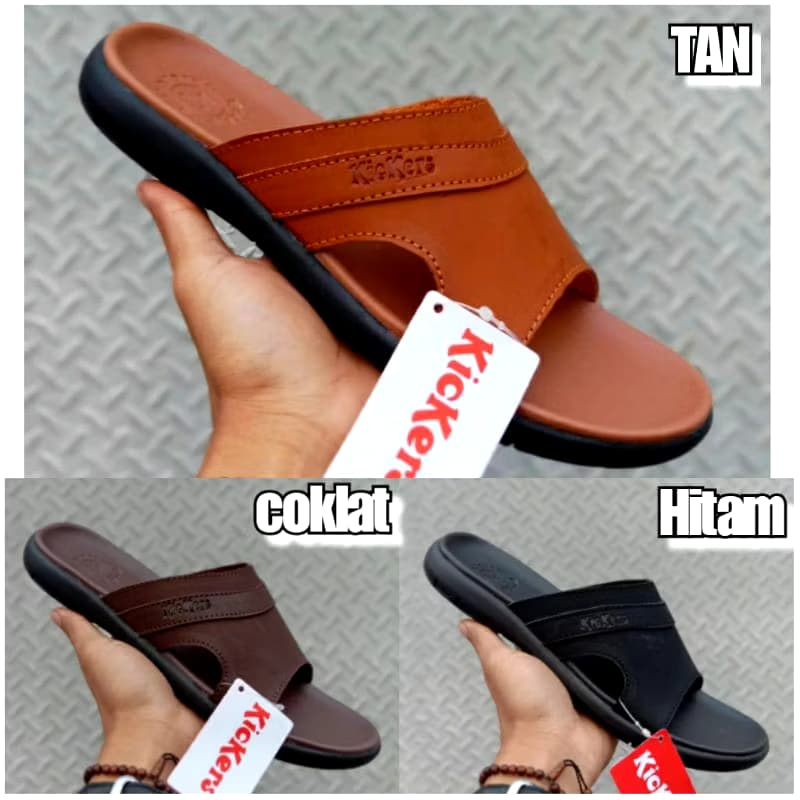 KICKERS รองเท้าแตะหนังแท้สําหรับผู้ชาย 020 Slide on | รองเท้าแตะหนัง Kickers | Kickers รองเท้าแตะลํา