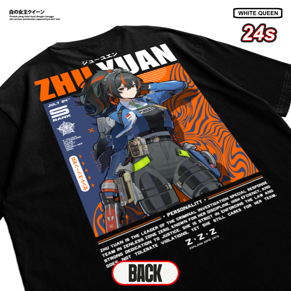 White Queen / Zhu Yuan Game Zenless Zone Zero (ZZZ) เสื้อยืด / Cotton 24s