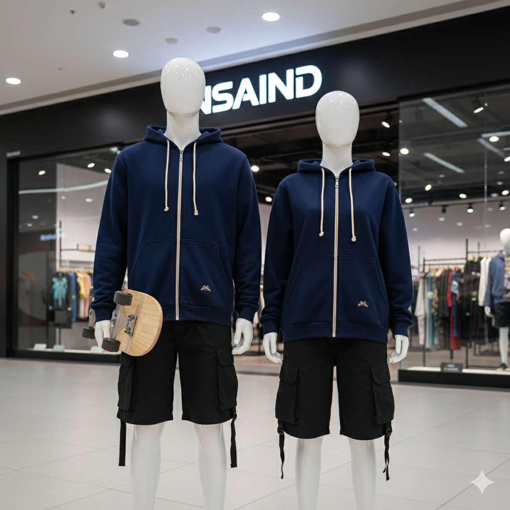 Nsa Indri Zipper Hoodie bjorka Deep Navy Zipper สีน้ําตาลผู้ชายผู้หญิง