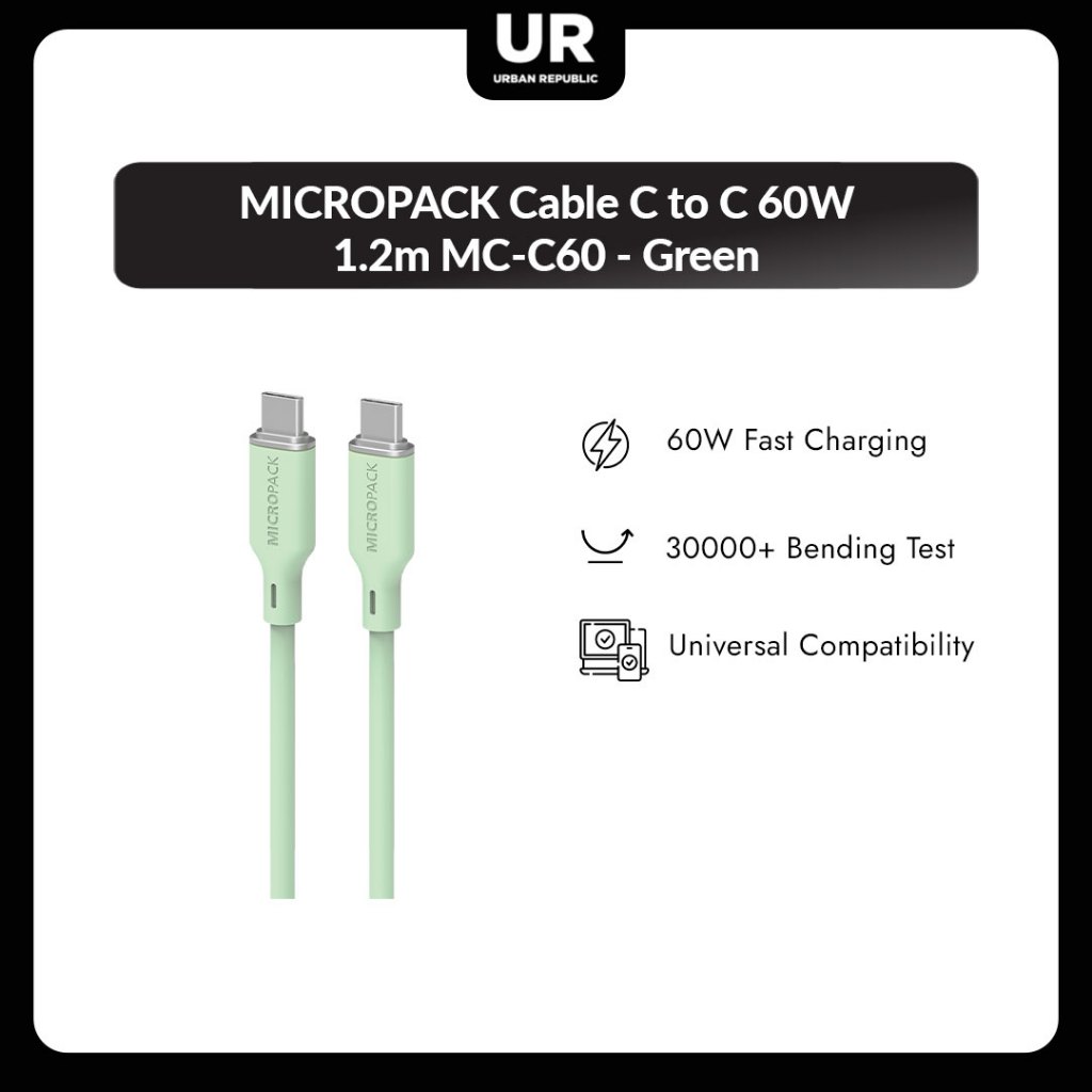 สาย MICROPACK C to C 60W 1.2m MC-C60 - สีเขียว