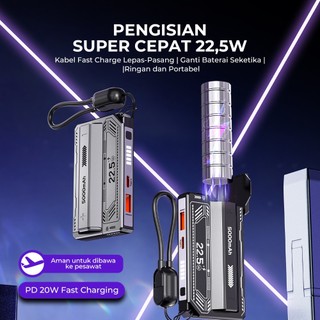 SKCBO Powerbank 22.5w Fast Charging 5000-10000mah Power Bank Typc-C +Dual Head Portable Two Batteries Mecha Style Lightweight Power Bank