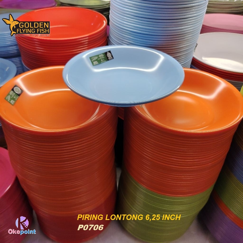 6.25 นิ้วเมลามีนปลาบินสีทอง Lontong จาน P0706 เดิม