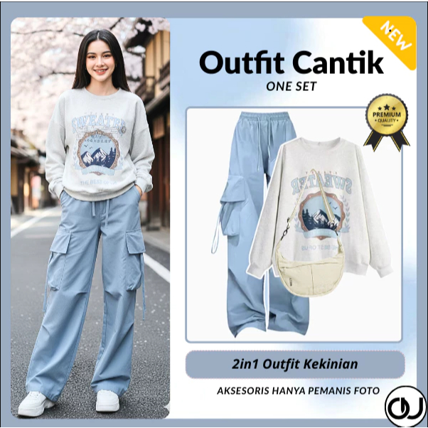 Pinterest 2in1 Korean Y2k Style Sweater Cargo Set