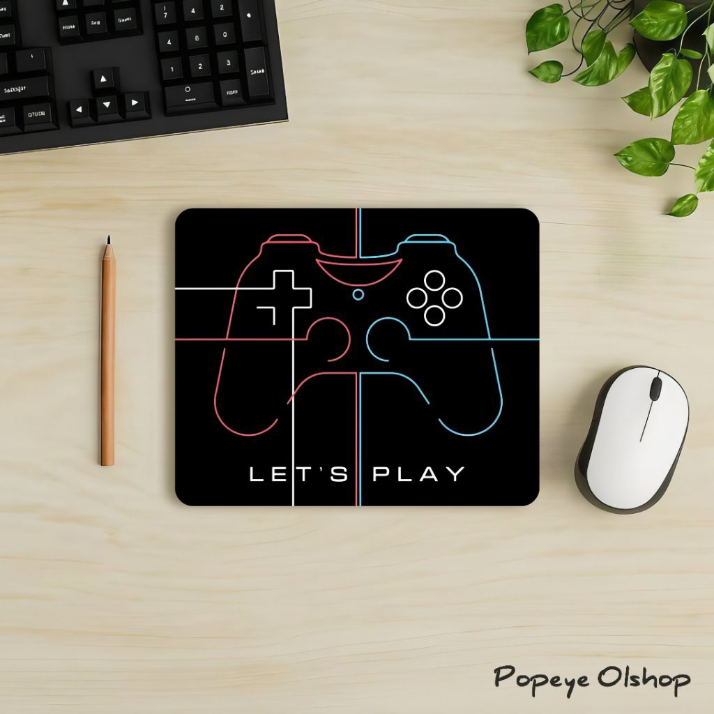 แผ่นรองเมาส์ MS97 LETS PLAY GAMING - แผ่นรองเมาส์คอมพิวเตอร์แล็ปท็อป - แผ่นรองเมาส์ 22 x 18 CM