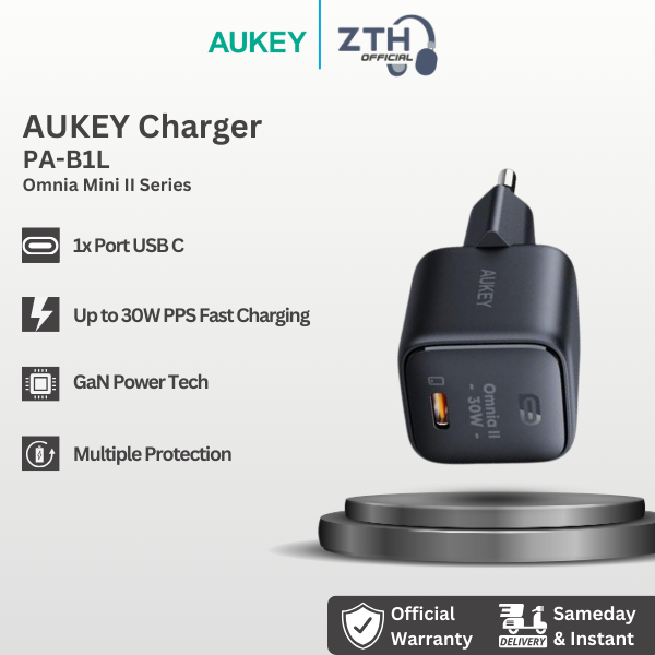 Aukey PA-B1L เครื่องชาร์จ GaN 30W PPS 25W Omnia Mini II USB Type C PD QC
