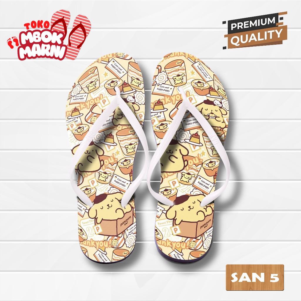 Sanrio Character Pompompurin, Pochacco, Kerppi และ Hangyodon Flip Flops (SAN) – รองเท้าแตะ Unisex สําหรับเด็ก & ผู้ใหญ่ ชาย หญิง เด็กชาย เด็กวัยหัดเดิน กันลื่น สวมใส่สบาย รองเท้าแตะฟองน้ํา Eva