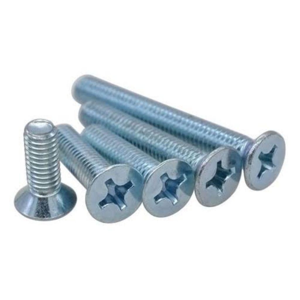 [100 ชิ้น] M4x15 Bolt JF 4x15 mm สกรูเครื่อง JF M4x15 เหล็กสีขาวหัวแบน